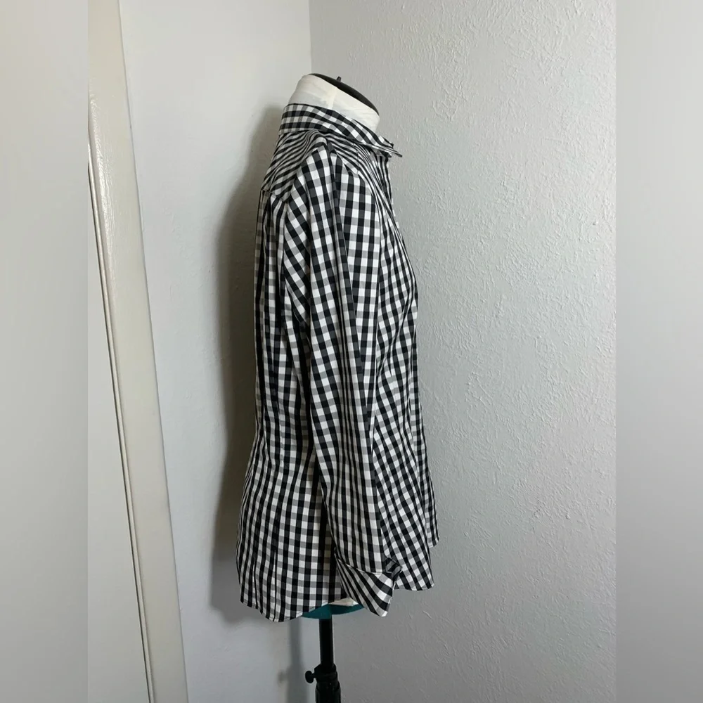Lafayette 148, 3/4 sleeve button down black and white checkered gingham 8 - Picture 7 of 7